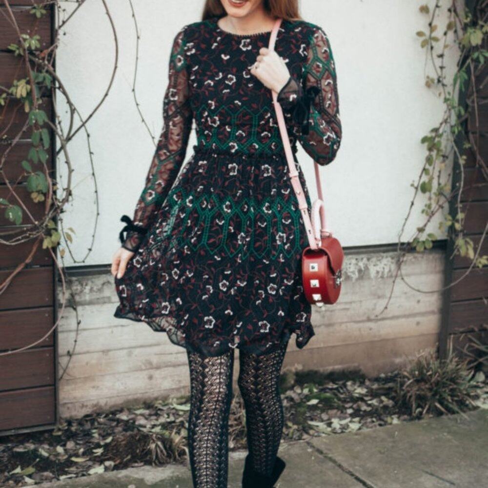 ML Monique Lhuillier Vine Embroidered Dress - Picture 3 of 8